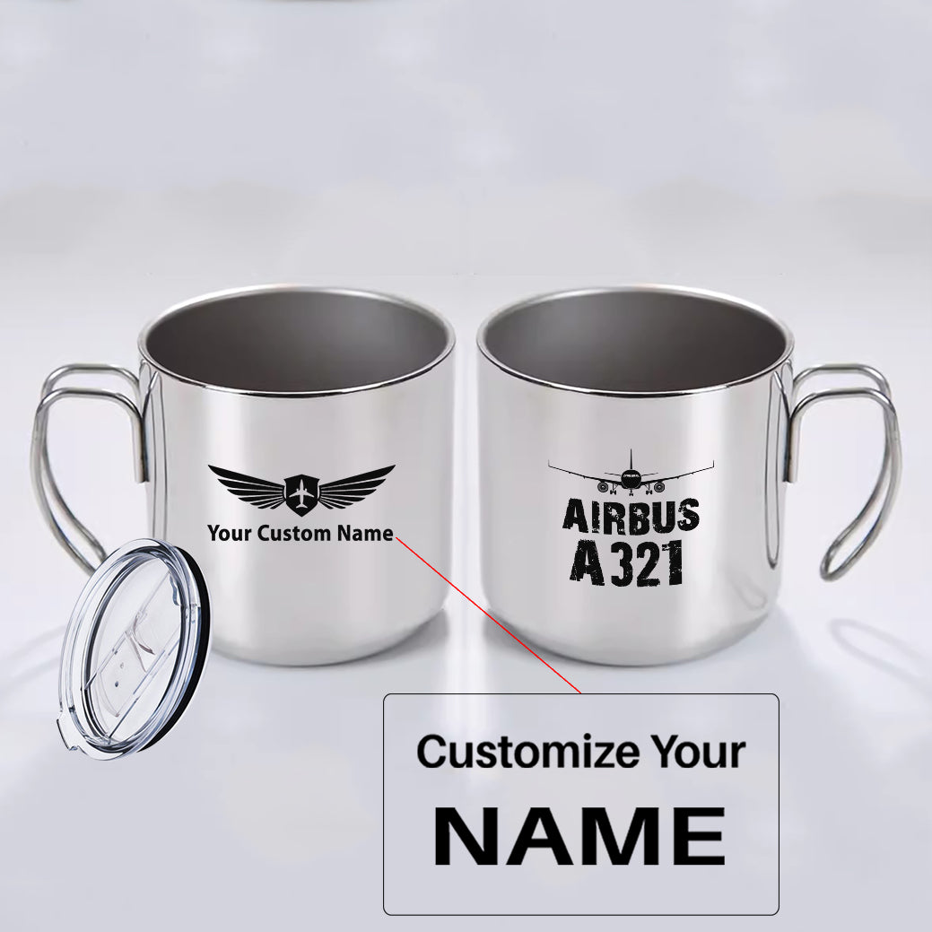 Airbus A321 & Plane Designed Stainless Steel Portable Mugs
