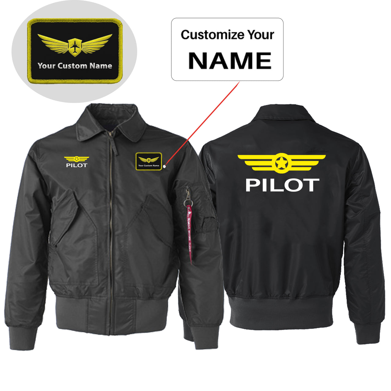 Pilot & Badge Designed Embroidered Patch Attachable Jackets