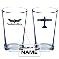 Thumbnail for Eat Sleep Fly & Propeller Designed Beer & Water Glasses