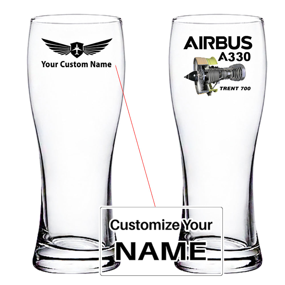 Airbus A330 & Trent 700 Engine Designed Pilsner Beer Glasses