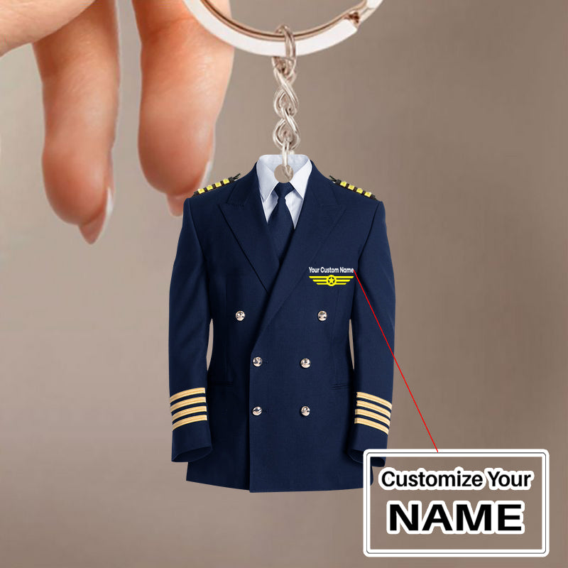 Blue Pilot Suit Jackets & Coat Uniform Acrylic Keychain