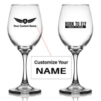 Thumbnail for Born To Fly Forced To Work Designed Wine Glasses