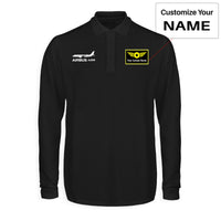 Thumbnail for The Airbus A220 Designed Long Sleeve Polo T-Shirts