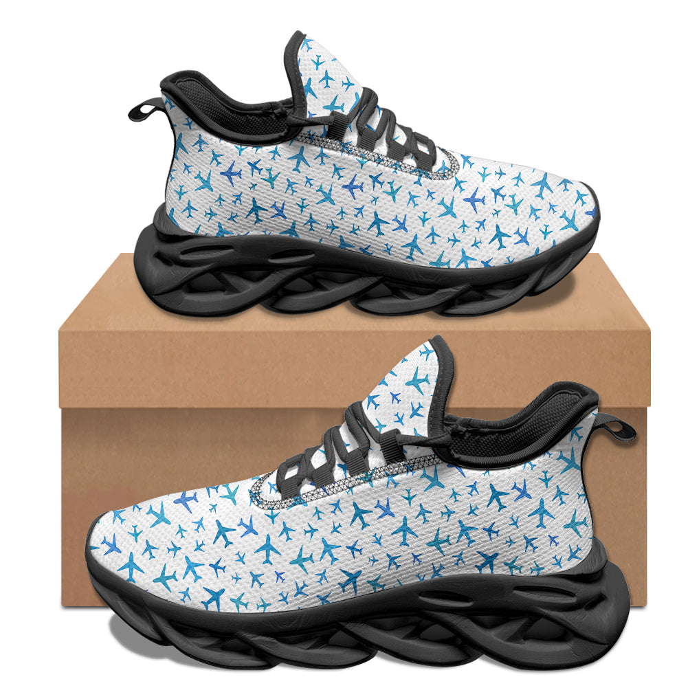 Many Airplanes White Designed Sports Running Jogging Shoes