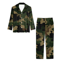 Thumbnail for Military Camouflage Army Green Designed Women Button Pajamas