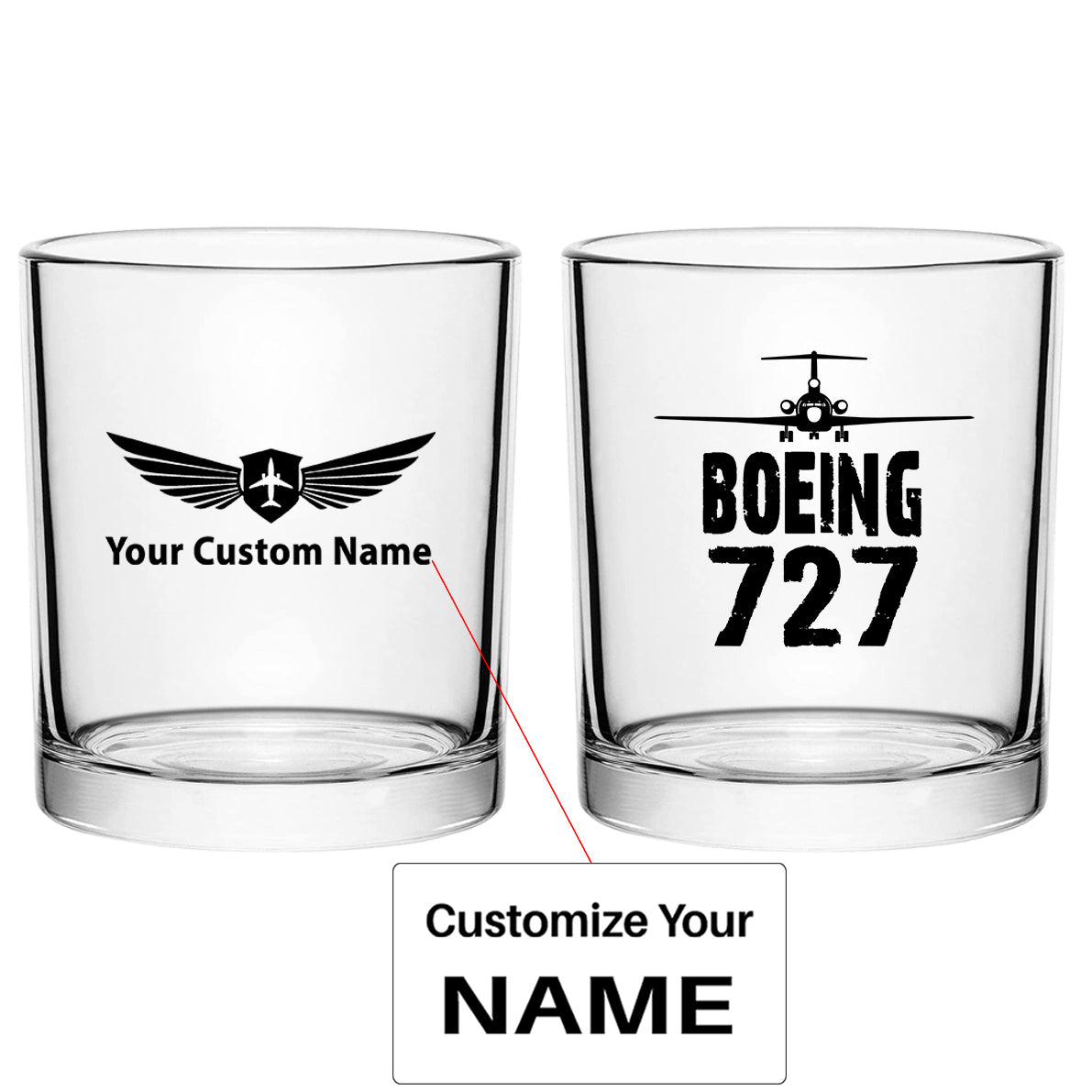 Boeing 727 & Plane Designed Special Whiskey Glasses