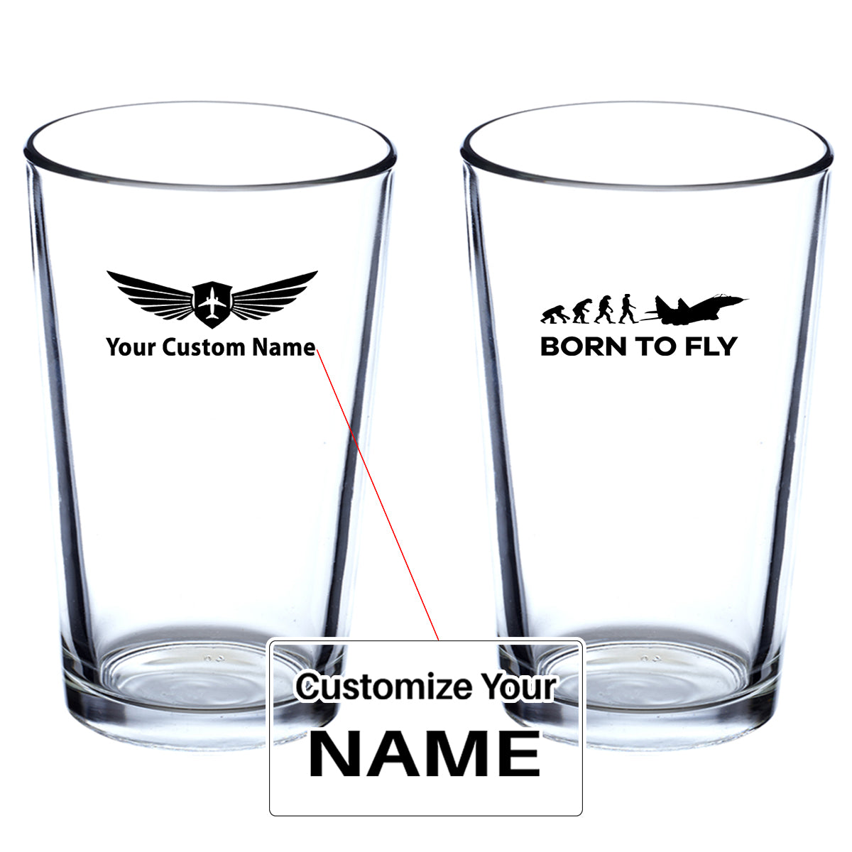 Born To Fly Military Designed Beer & Water Glasses