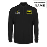 Thumbnail for I Like Aviation Designed Long Sleeve Polo T-Shirts
