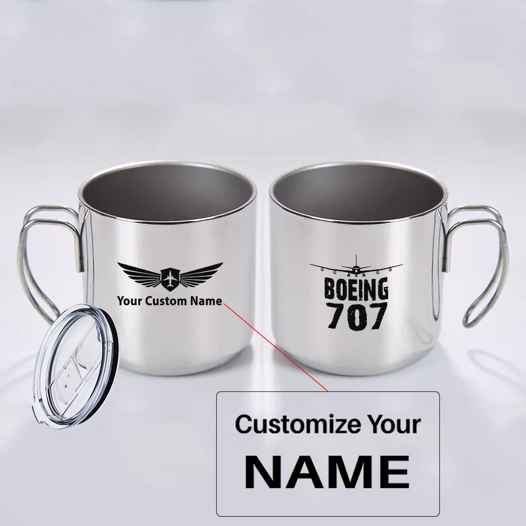Boeing 707 & Plane Designed Stainless Steel Portable Mugs