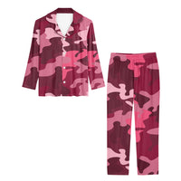 Thumbnail for Military Camouflage Red Designed Women Button Pajamas
