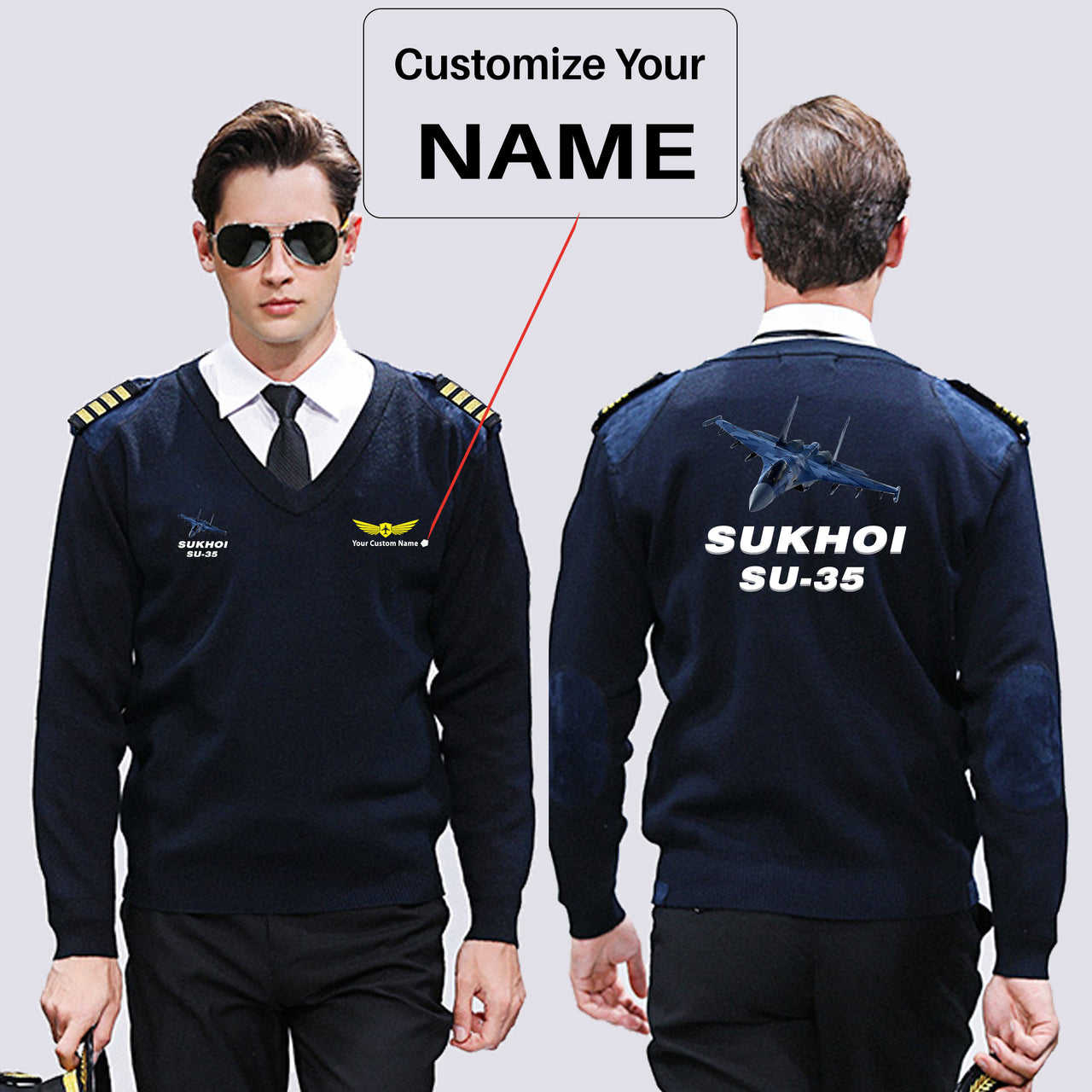 The Sukhoi SU-35 Designed Wool Pilot Sweaters