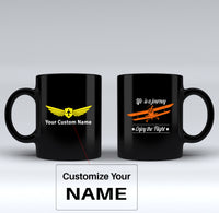 Thumbnail for Life is a journey Enjoy the Flight Designed Black Mugs