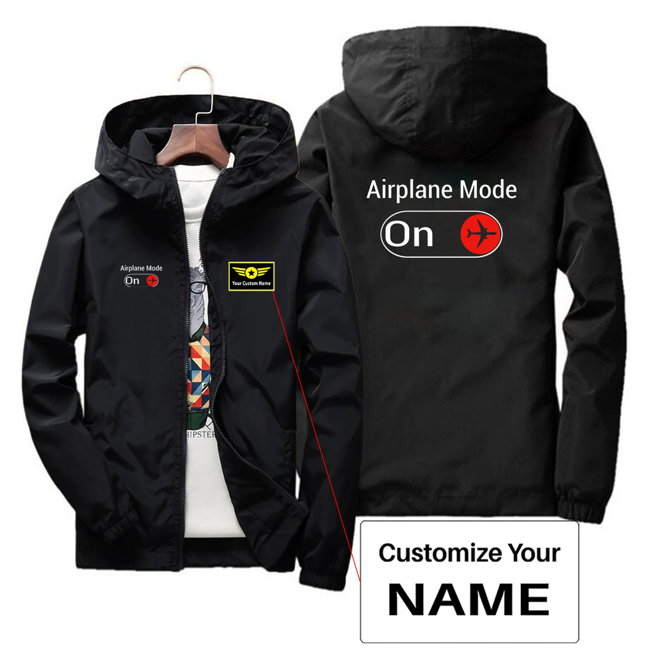 Airplane Mode On Designed Thin Windbreaker Jackets