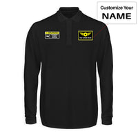 Thumbnail for Warning May Constantly Talk About Aviation Designed Long Sleeve Polo T-Shirts