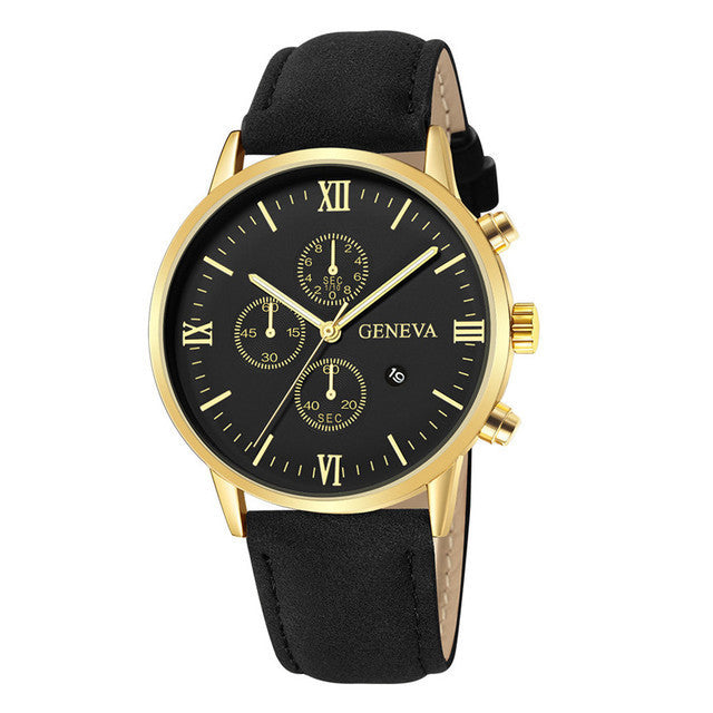 Quartz Watch Men Roman Dial Watch Fashion Round Date Quartz Watch