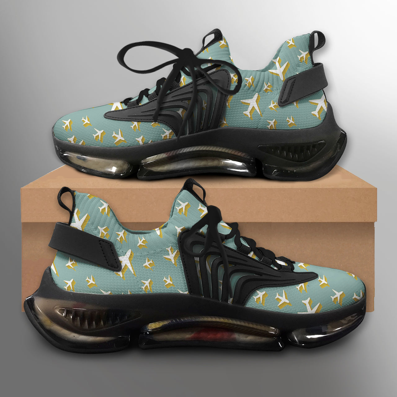 Mixed Size Airplanes Designed Fashion Running Shoes