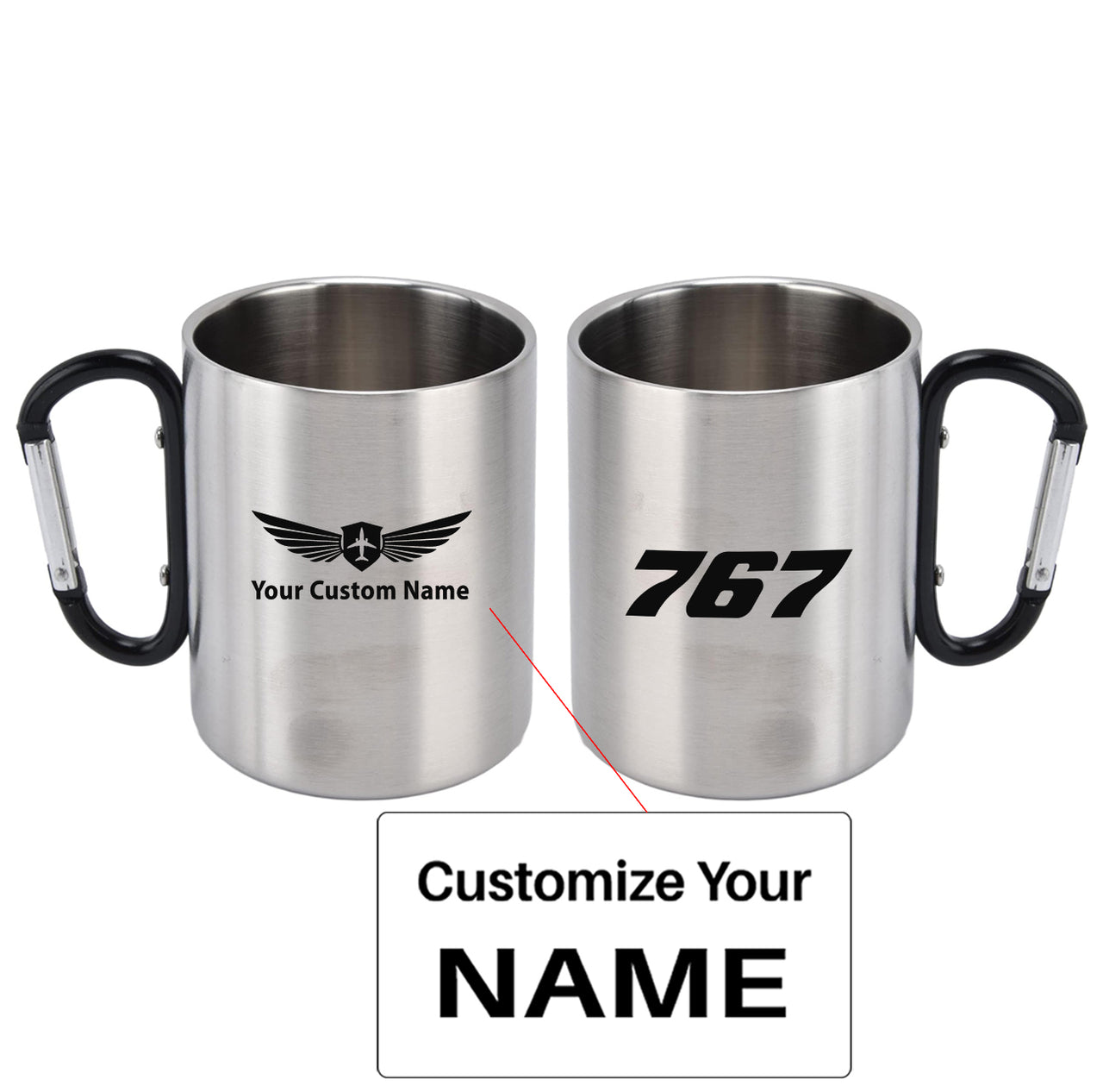 767 Flat Text Designed Stainless Steel Outdoors Mugs