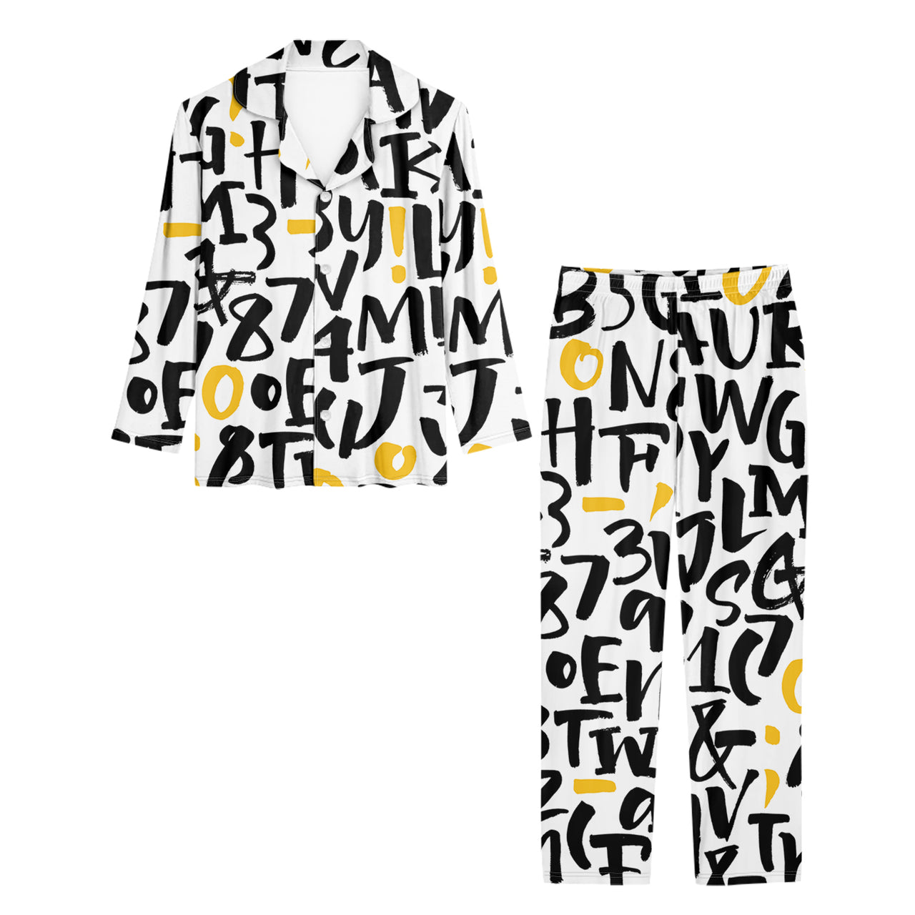 Mixed Letters Designed Women Button Pajamas