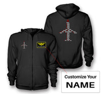 Thumbnail for Airplane Shape Aviation Alphabet Designed Zipped Hoodies
