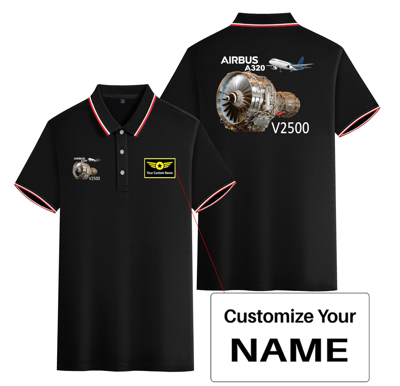 Airbus A320 & V2500 Engine Designed Stylish Polo T-Shirts (Double-Side)