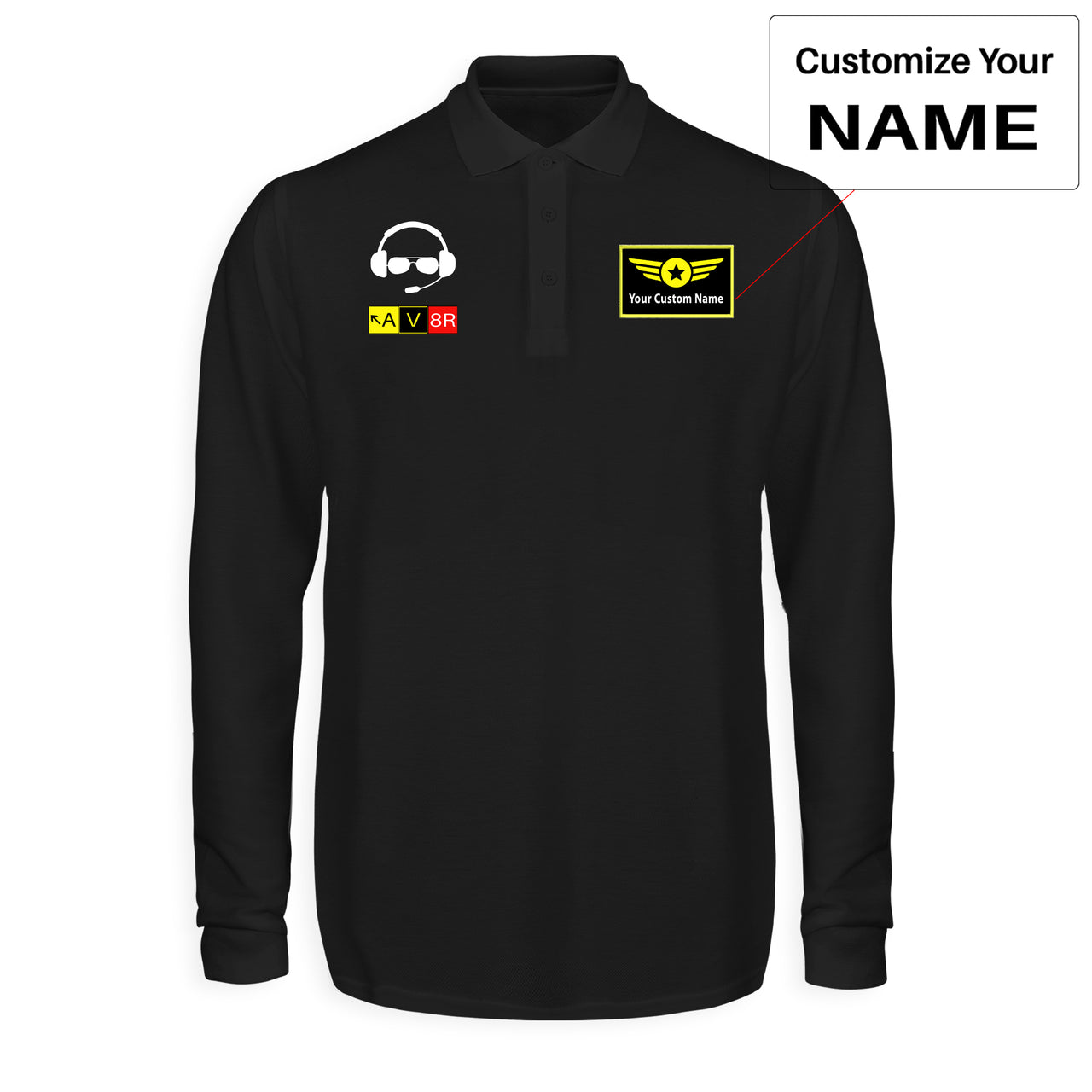 AV8R 2 Designed Long Sleeve Polo T-Shirts