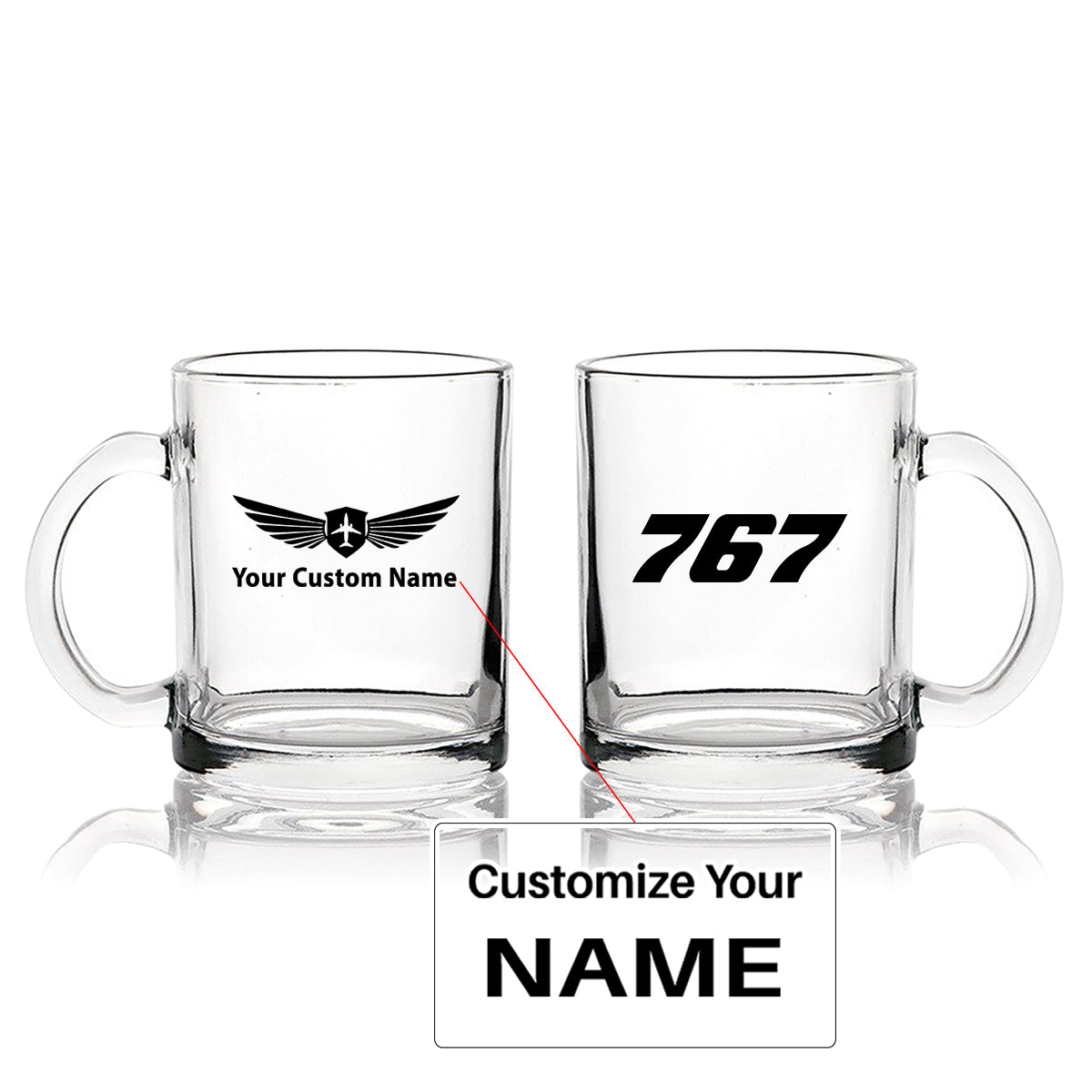 767 Flat Text Designed Coffee & Tea Glasses