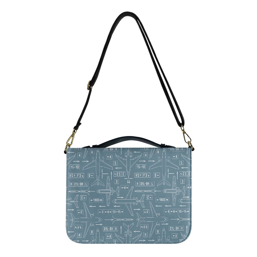 Jet Planes & Airport Signs 2 Designed PU Accessories Bags Strap Style