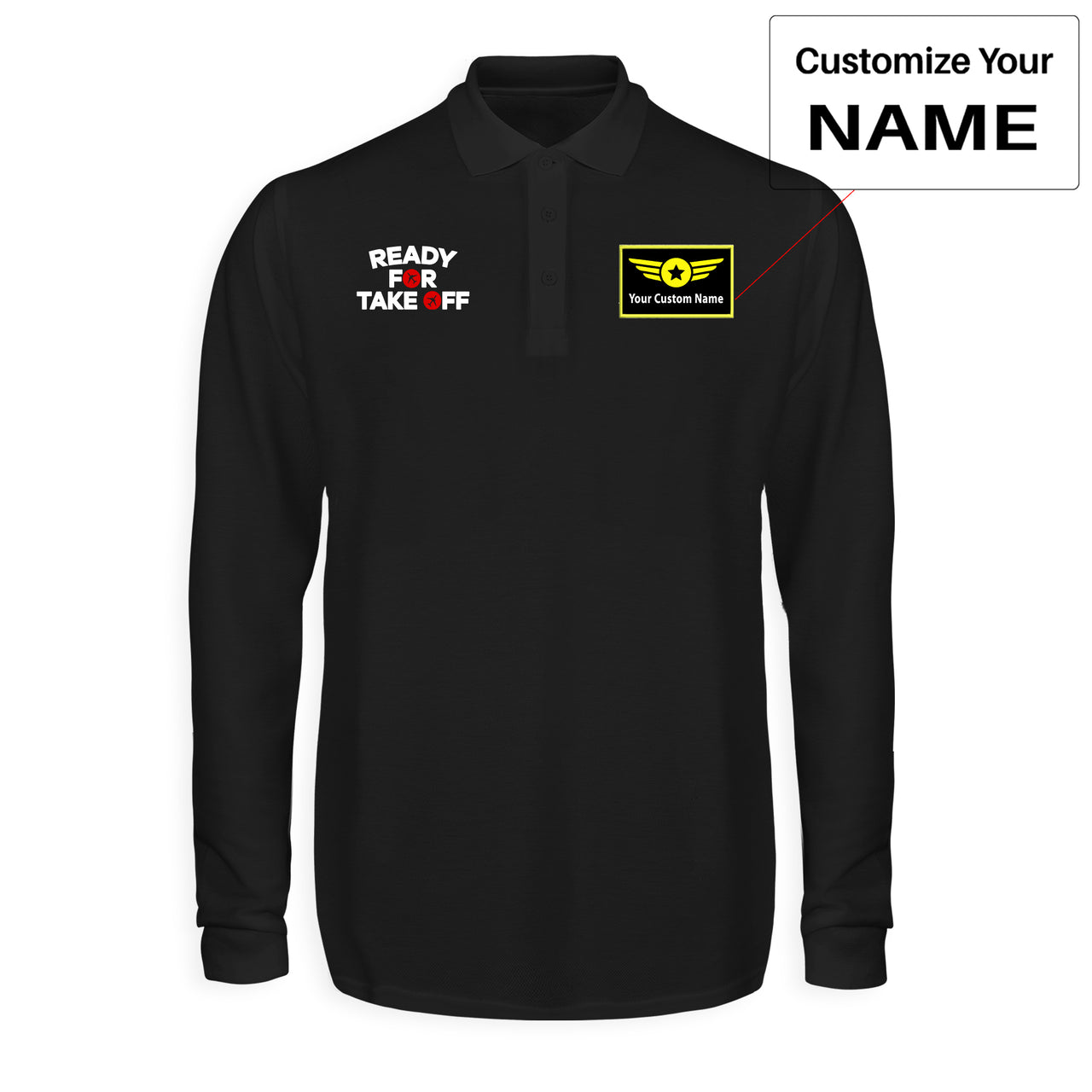 Ready For Takeoff Designed Long Sleeve Polo T-Shirts