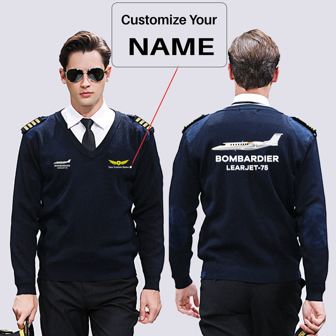 The Bombardier Learjet 75 Designed Wool Pilot Sweaters