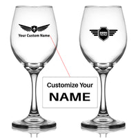 Thumbnail for Born To Fly & Badge Designed Wine Glasses