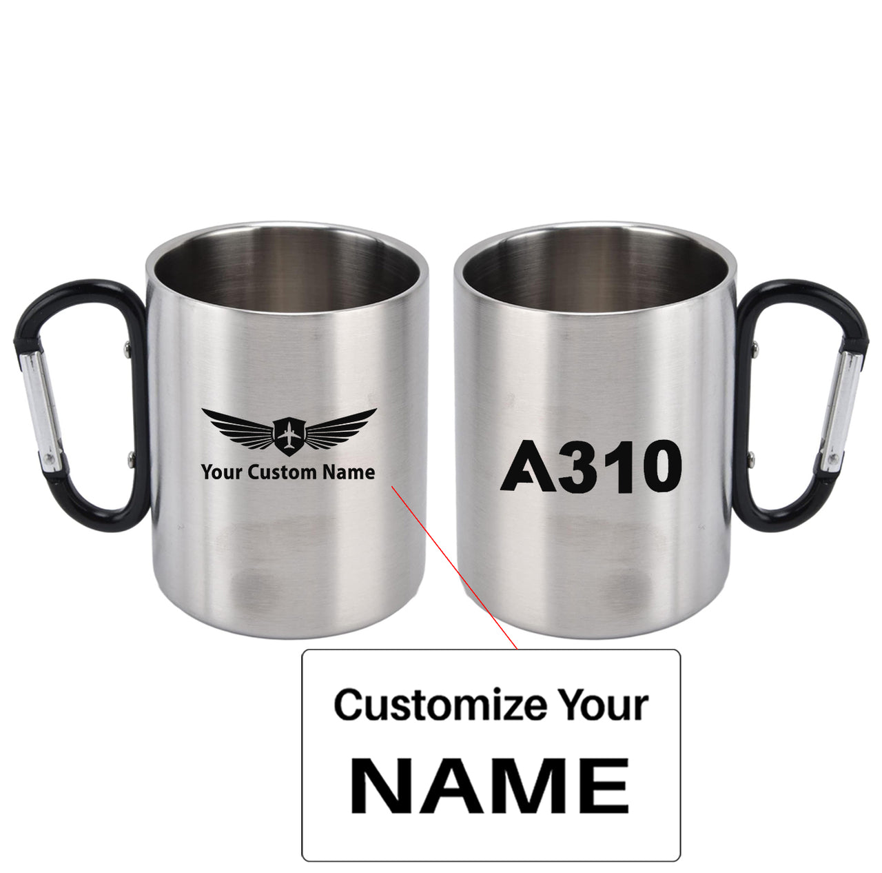 A310 Flat Text Designed Stainless Steel Outdoors Mugs