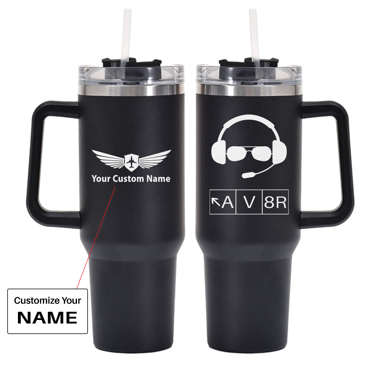 AV8R 2 Designed 40oz Stainless Steel Car Mug With Holder