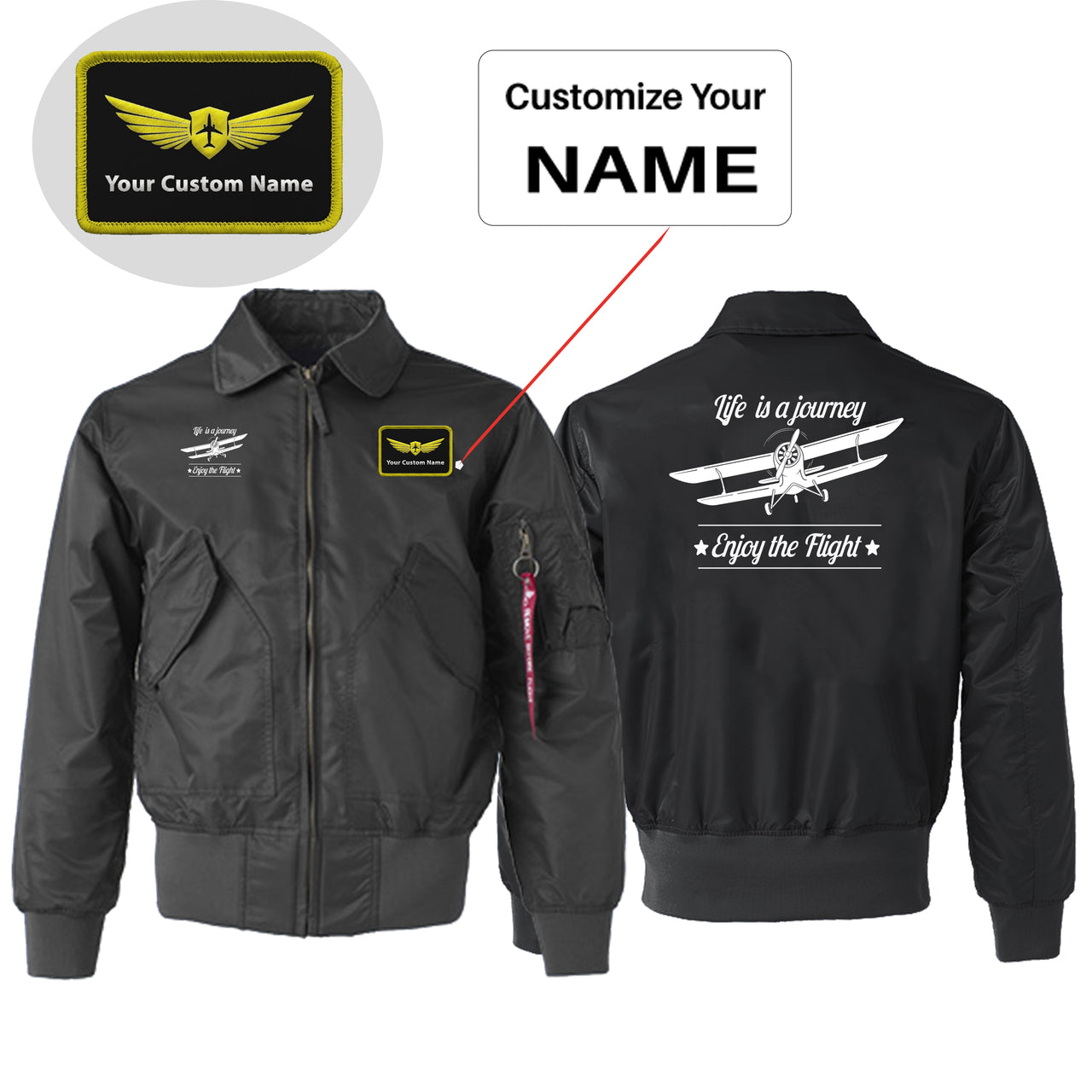 Life is a journey Enjoy the Flight Designed Embroidered Patch Attachable Jackets