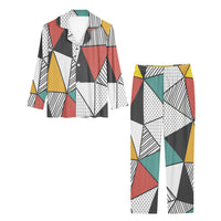 Thumbnail for Mixed Triangles Designed Women Button Pajamas