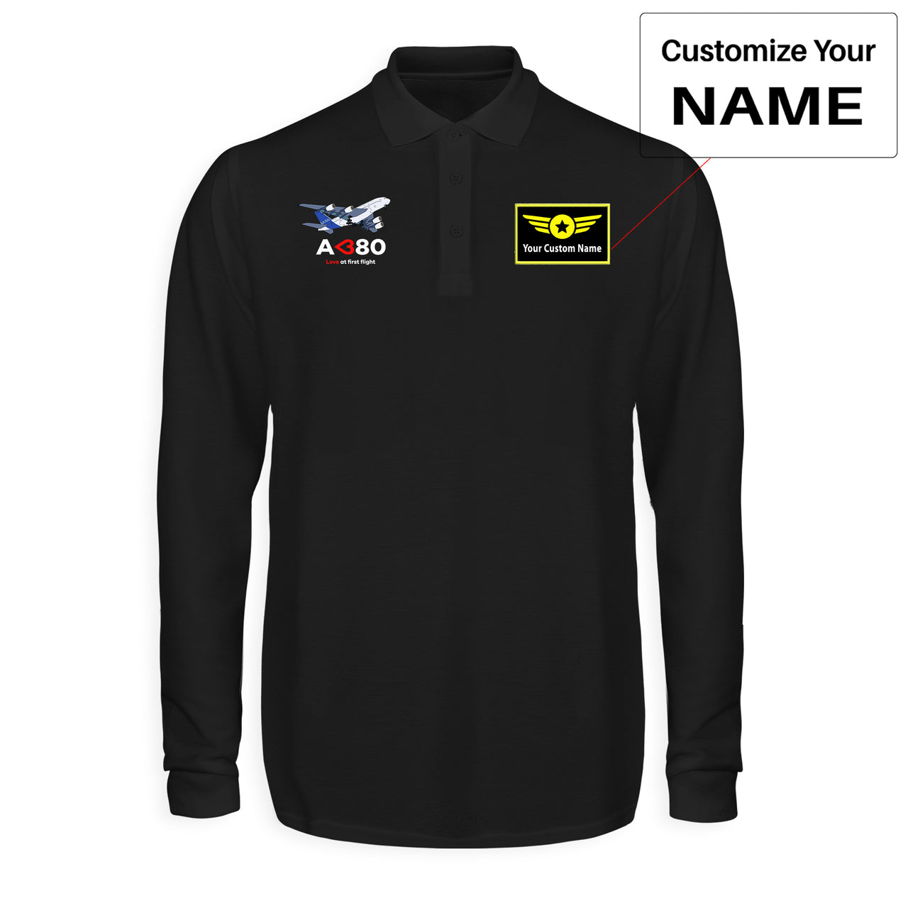 Airbus A380 Love at first flight Designed Long Sleeve Polo T-Shirts
