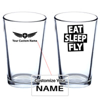 Thumbnail for Eat Sleep Fly Designed Beer & Water Glasses