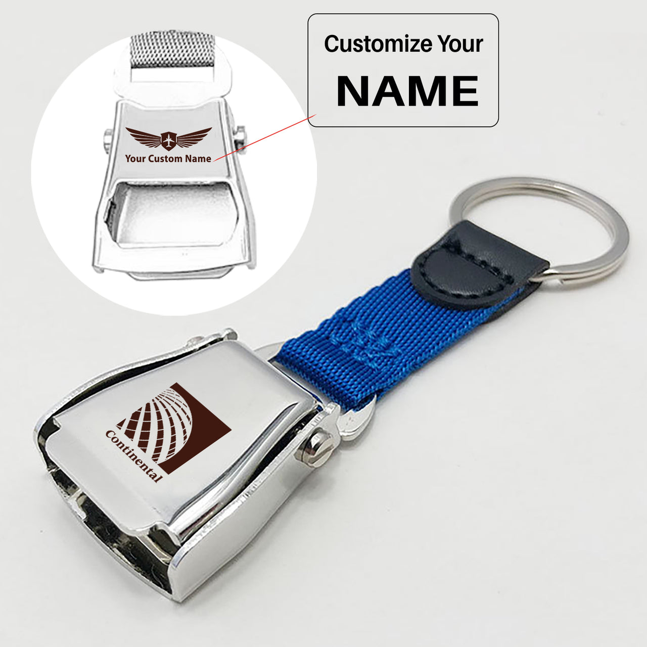 Continental Airlines Airplane Seat Belt Key Chains
