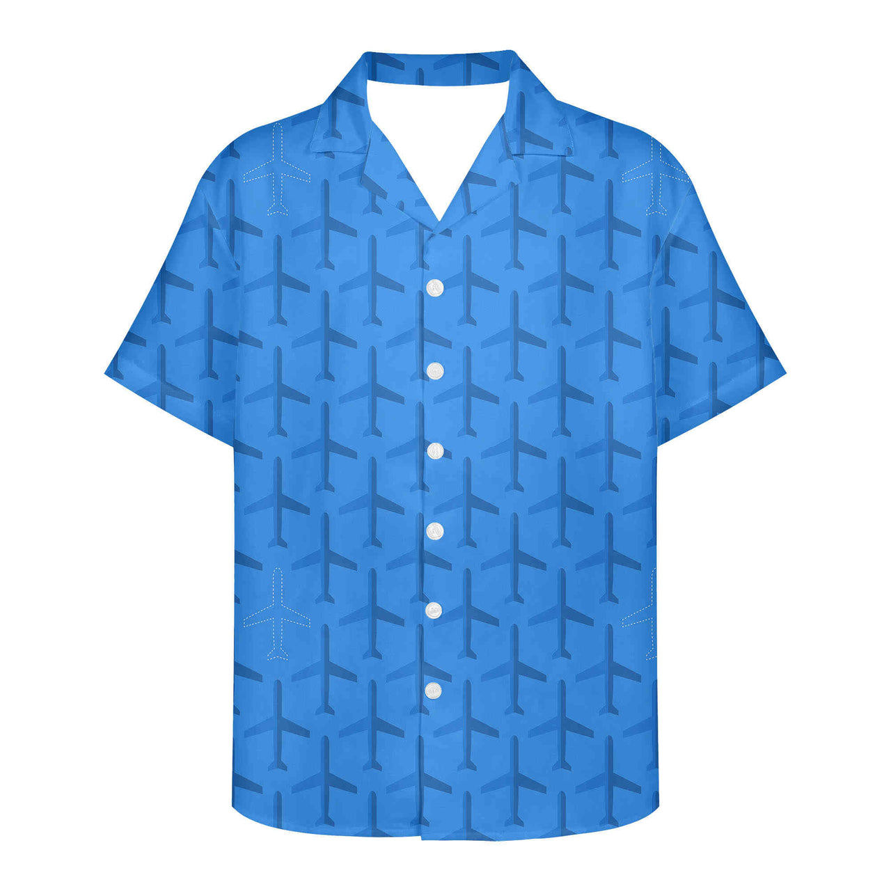 Blue Seamless Airplanes  Designed 3D Hawaiian Shirts