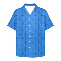 Thumbnail for Blue Seamless Airplanes  Designed 3D Hawaiian Shirts