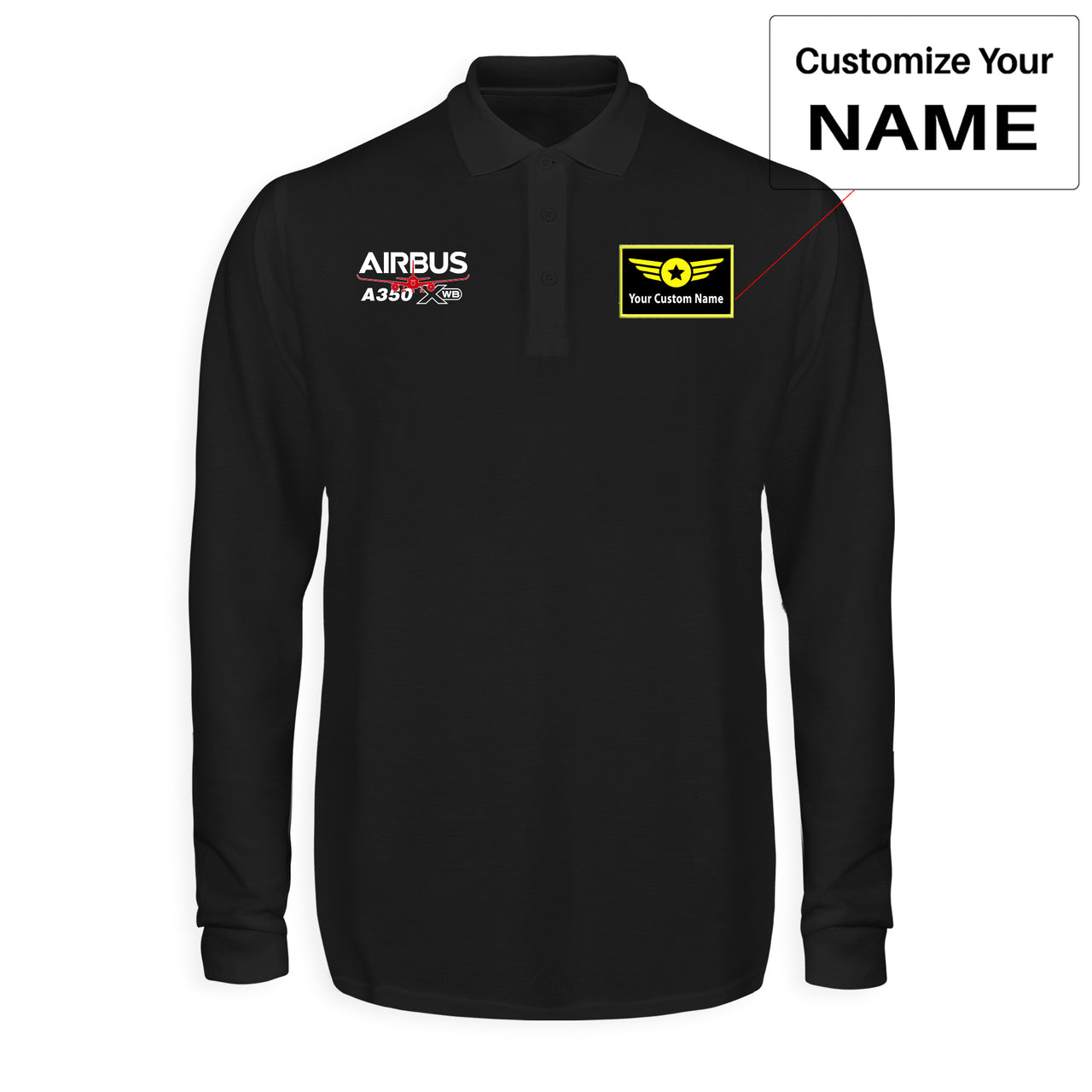 Amazing Airbus A350 XWB Designed Long Sleeve Polo T-Shirts