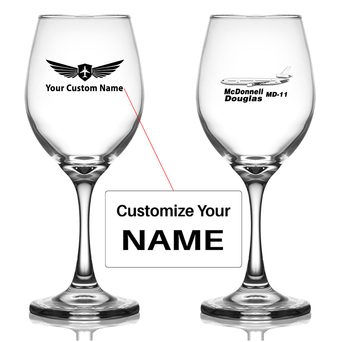 The McDonnell Douglas MD-11 Designed Wine Glasses