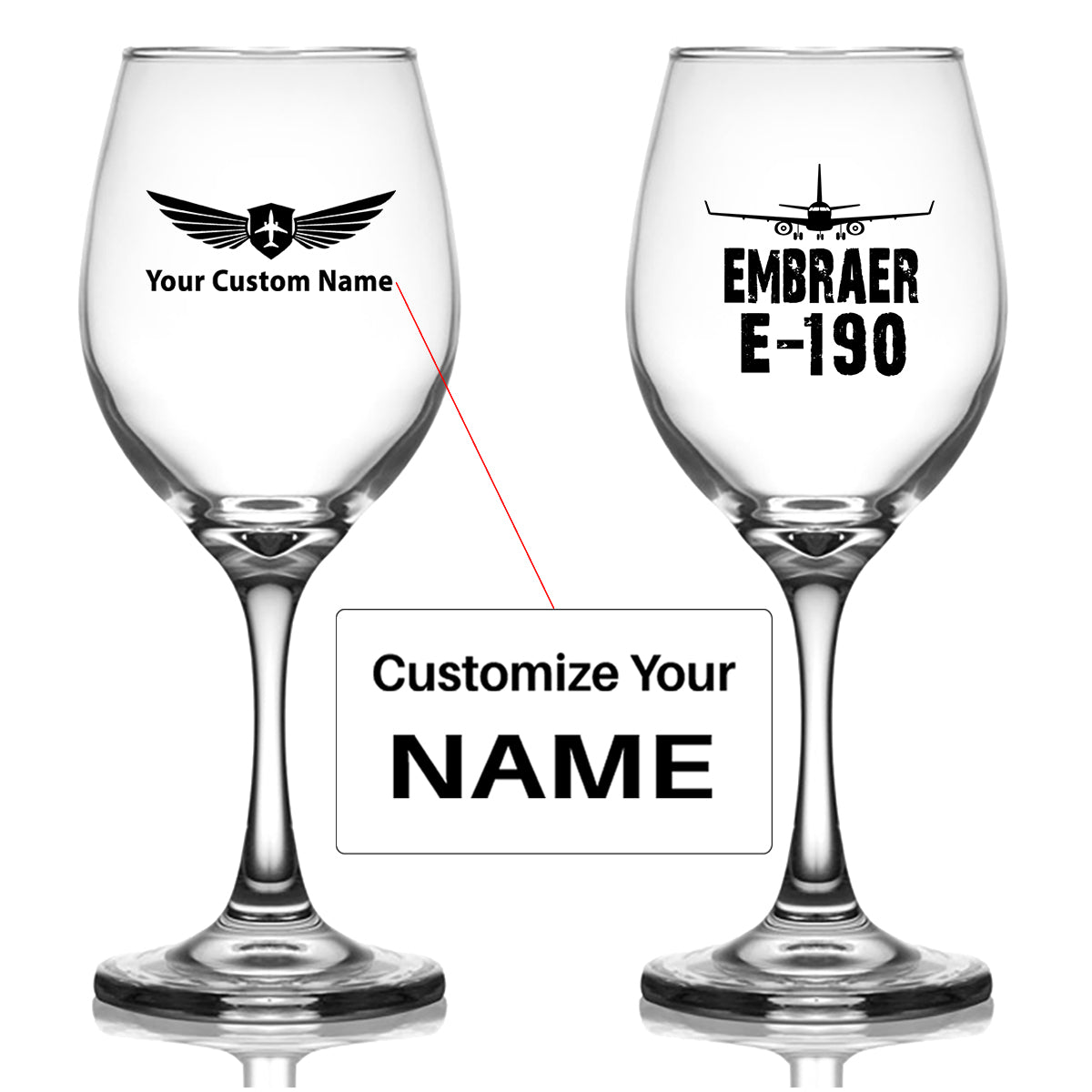 Embraer E-190 & Plane Designed Wine Glasses