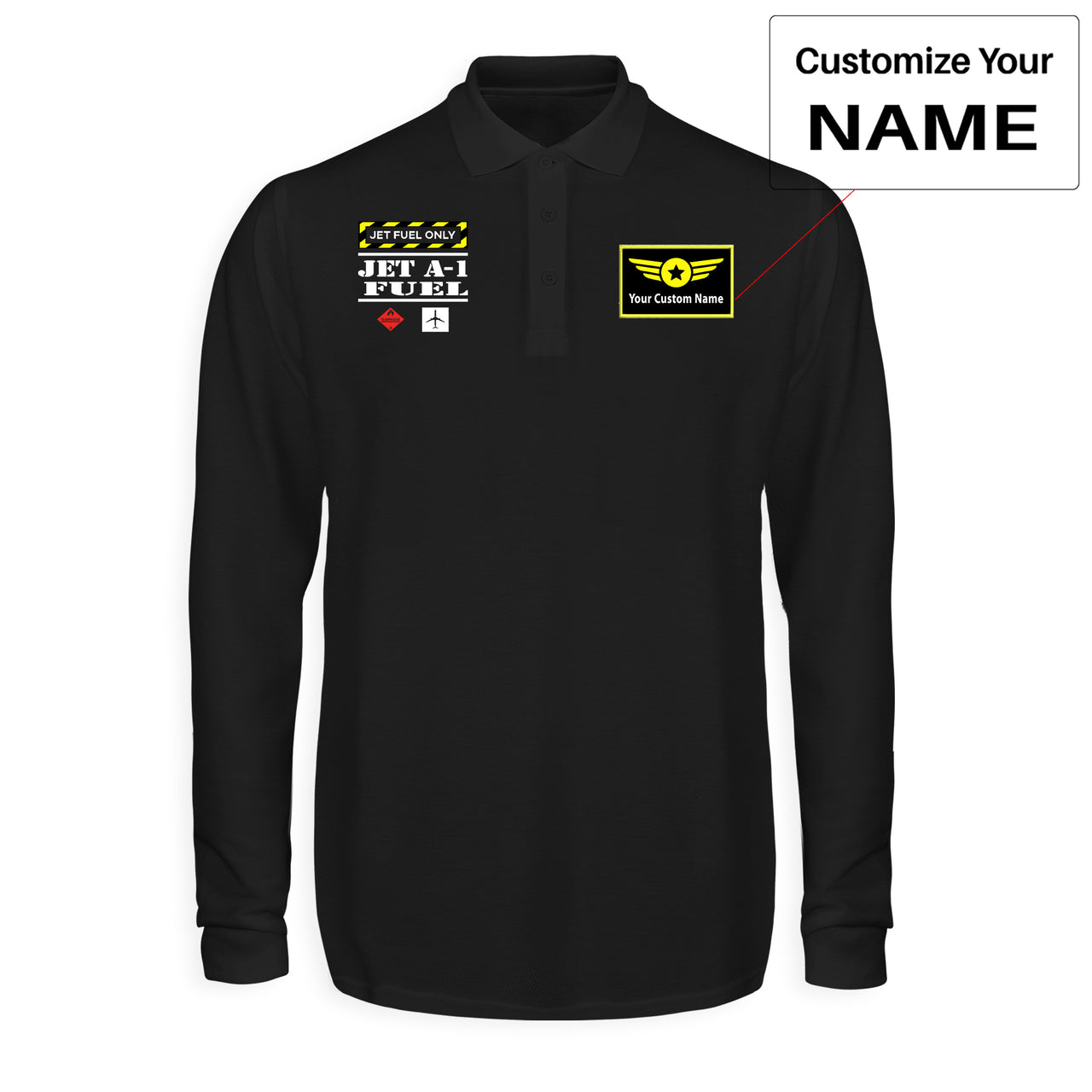 Jet Fuel Only Designed Long Sleeve Polo T-Shirts