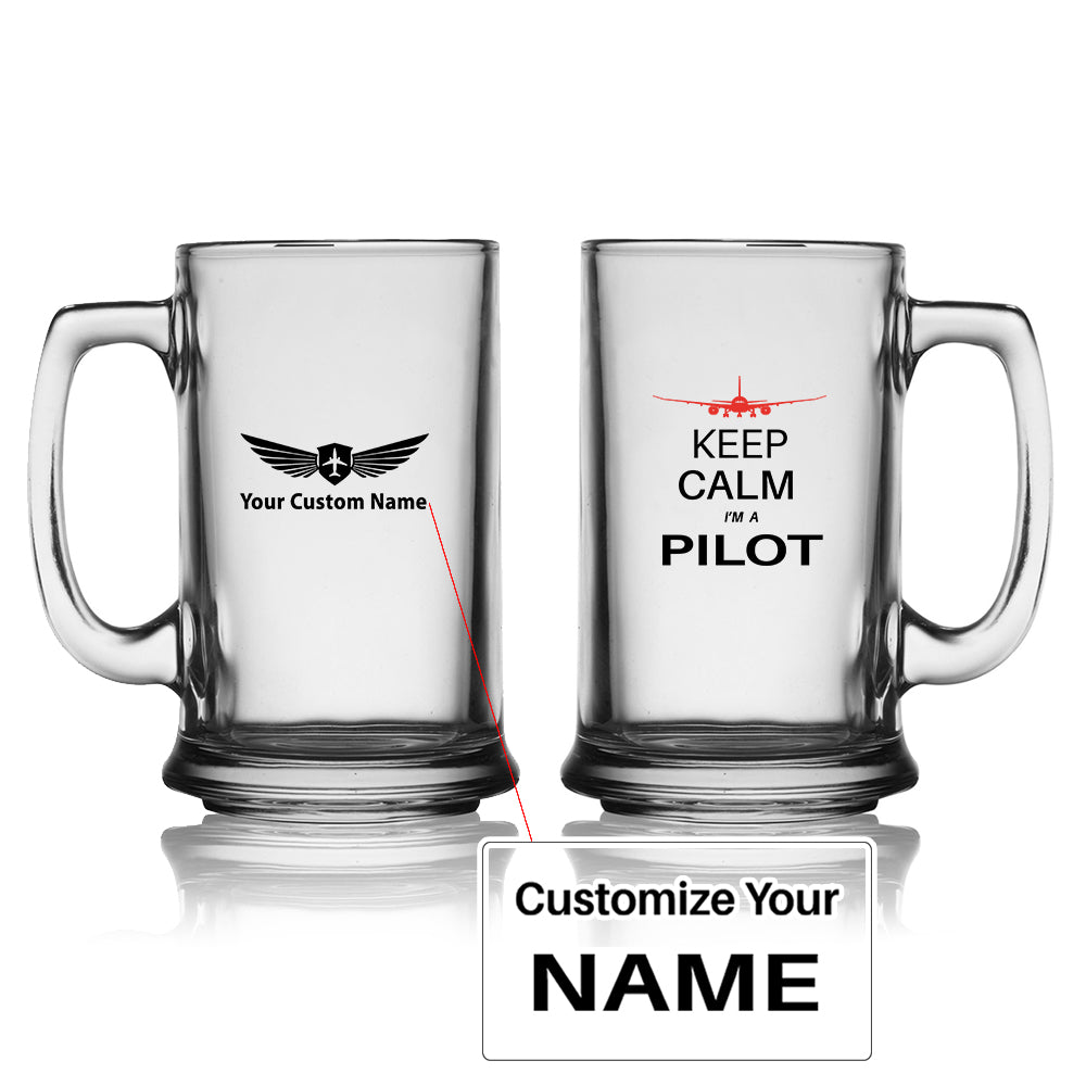 Pilot (777 Silhouette) Designed Beer Glass with Holder