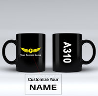 Thumbnail for A310 Text Designed Black Mugs