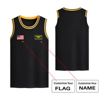 Thumbnail for Custom Flag & Name with Special Badge Designed Basketball Style Sports Tank Tops
