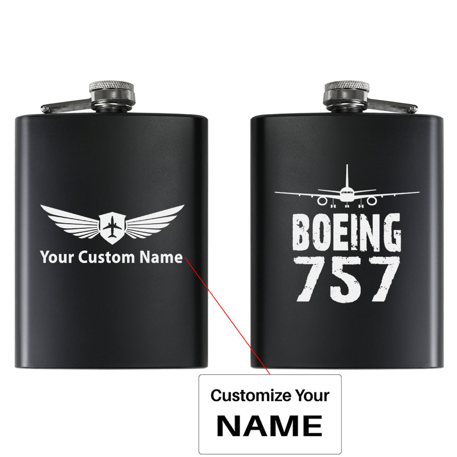 Boeing 757 & Plane Designed Stainless Steel Hip Flasks