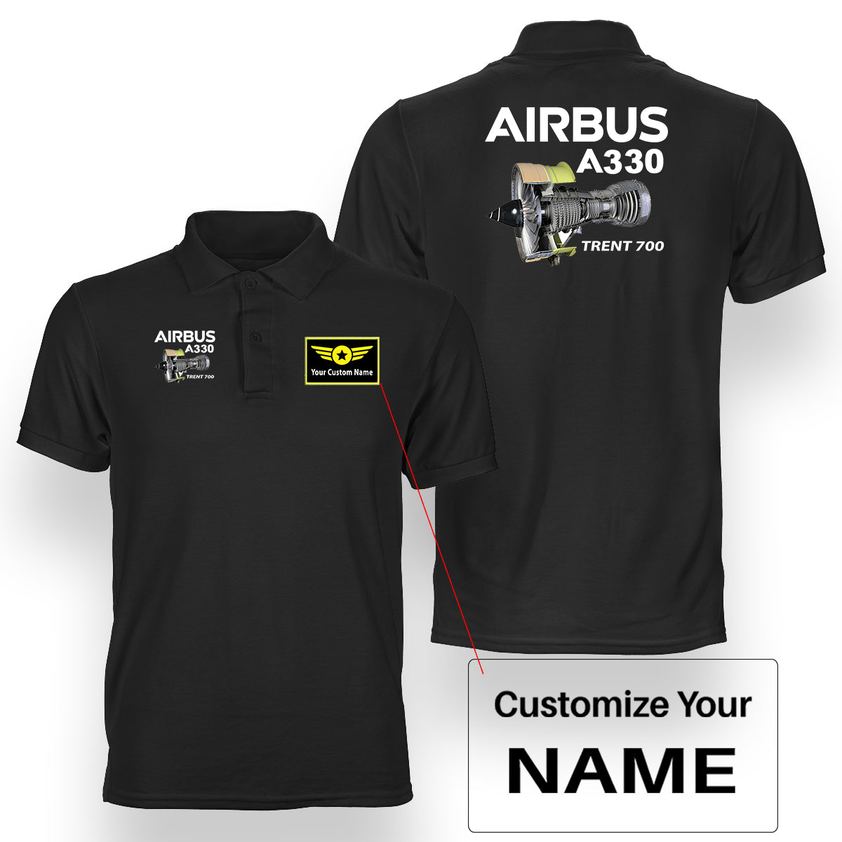Airbus A330 & Trent 700 Engine Designed Double Side Polo T-Shirts