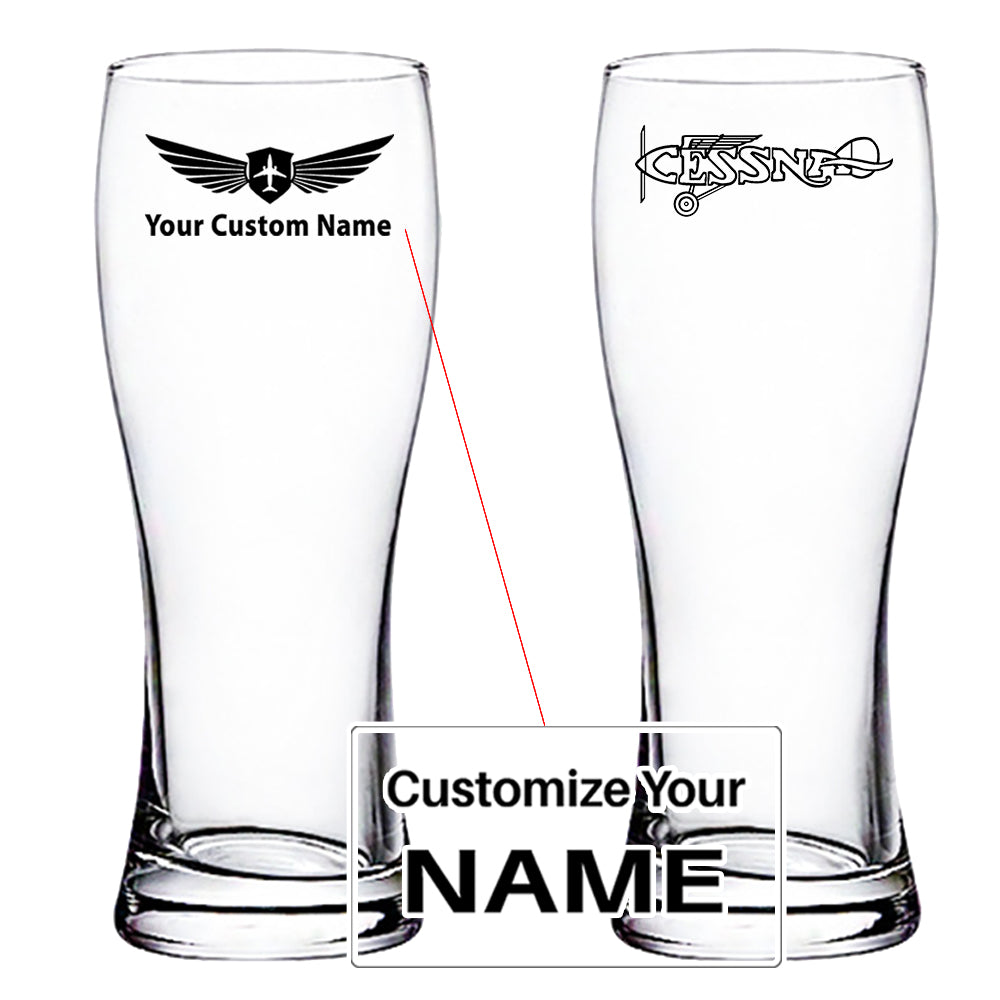 Special Cessna Text Designed Pilsner Beer Glasses