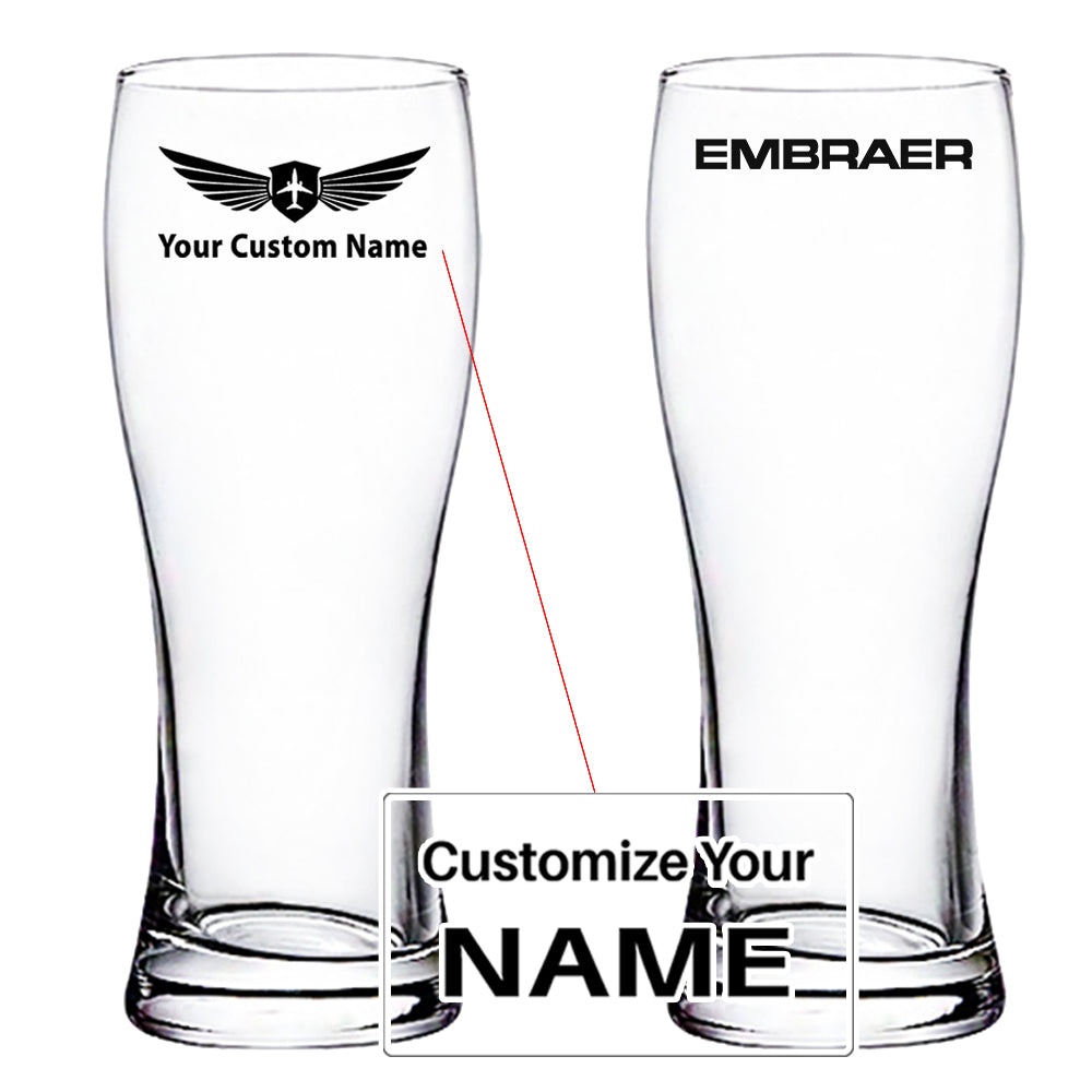 Embraer & Text Designed Pilsner Beer Glasses